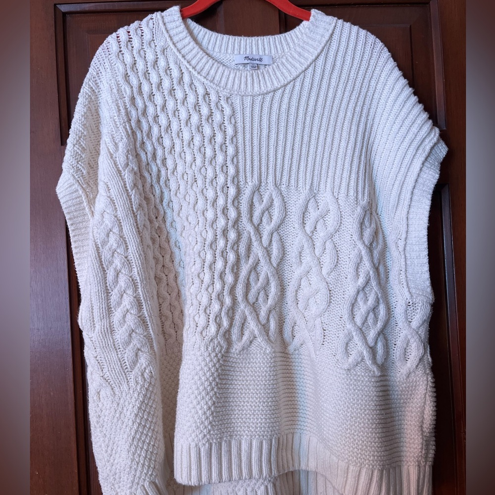 Madewell Cream Cable Knit Sweater Vest- 3x